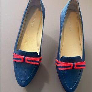 Talbots Women's Blue Loafers with Red Bow